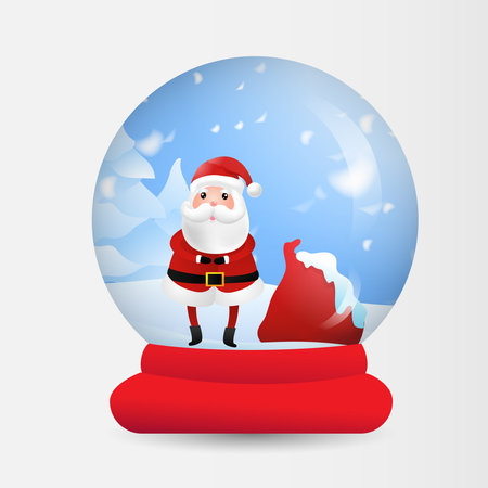santa claus in snow globe. christmas vector illustration.のイラスト素材
