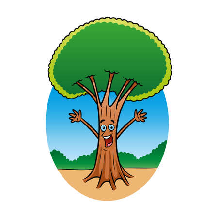 cheerful tree characterのイラスト素材
