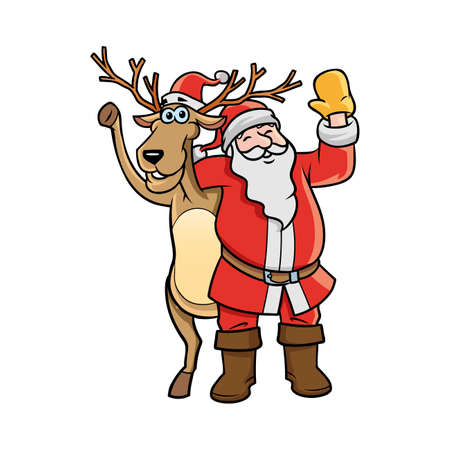 santa and deer greetingのイラスト素材