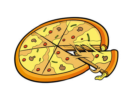 sliced pizzaのイラスト素材