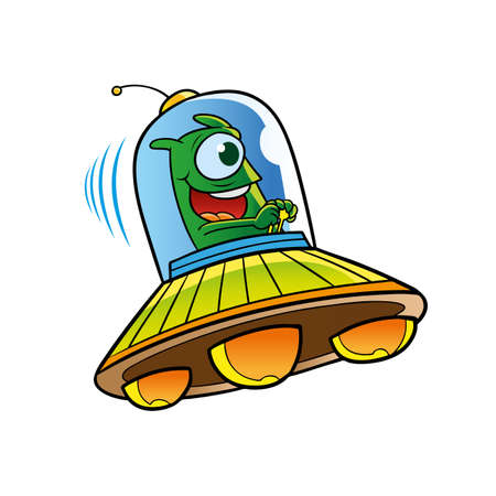 alien riding ufoのイラスト素材