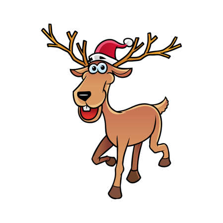 deer character with santa hatのイラスト素材