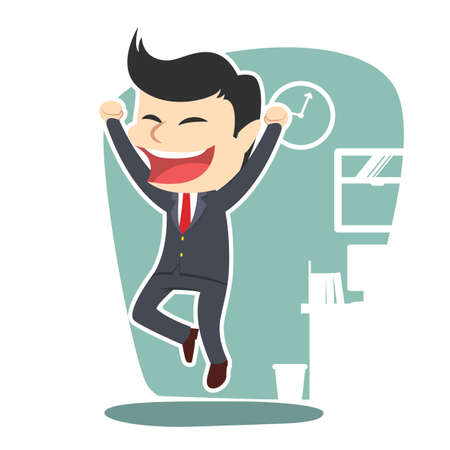 businessman jumping happy illustration designのイラスト素材