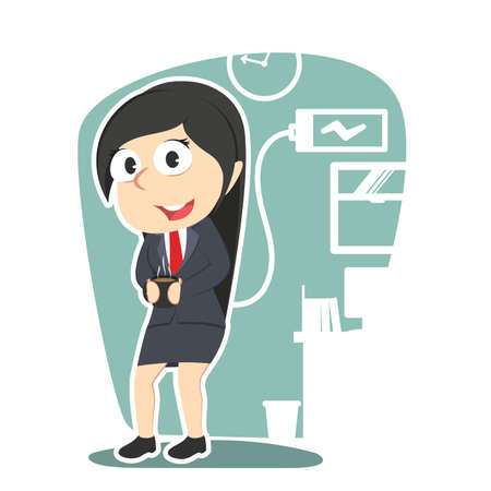 Business woman holding cup of coffee.のイラスト素材