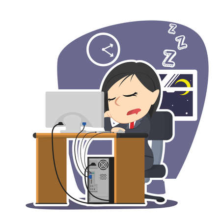 Business woman fall asleep while working.のイラスト素材