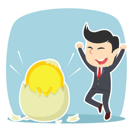 businessman got his idea hatched from eggのイラスト素材