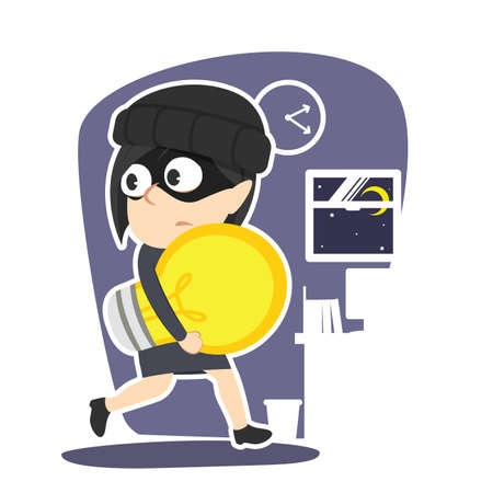 Businesswoman stealing idea concept illustrationのイラスト素材
