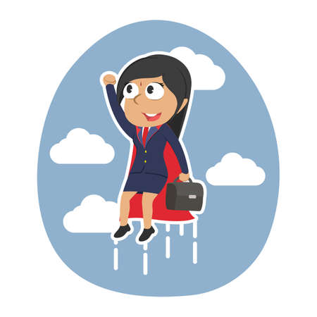 Super indian businesswoman flying upのイラスト素材