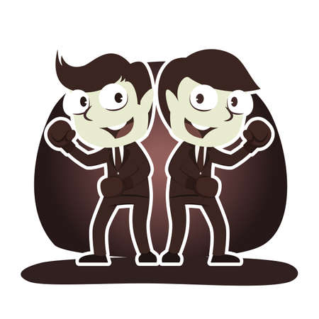 Retro style businessman fighting togetherのイラスト素材