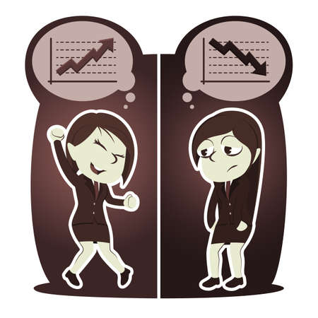 Retro style businesswoman with different achievementのイラスト素材