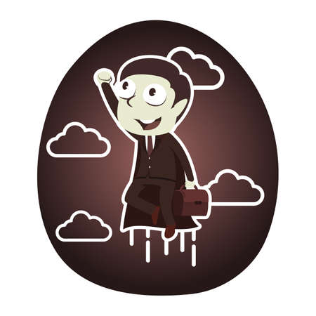 Retro style super businessman flying up.のイラスト素材