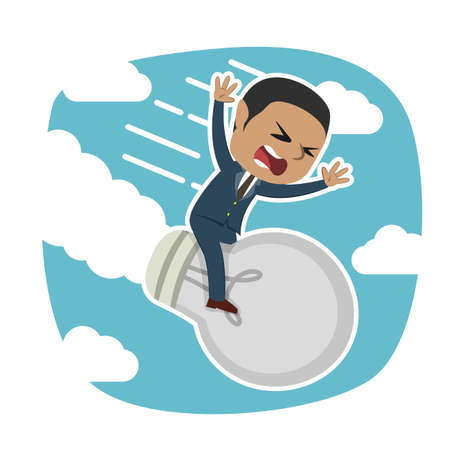 African businessman falling down with his ideaのイラスト素材