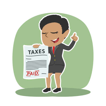 African businesswoman showing paid tax paperのイラスト素材