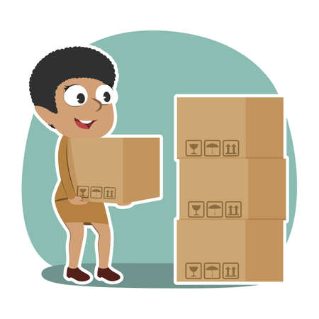 Man holding a box.のイラスト素材