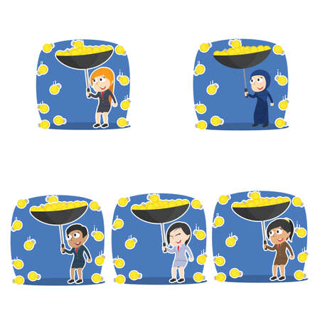 Businesswoman gathering idea.のイラスト素材