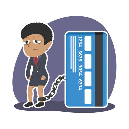 African businesswoman chained with credit cardのイラスト素材
