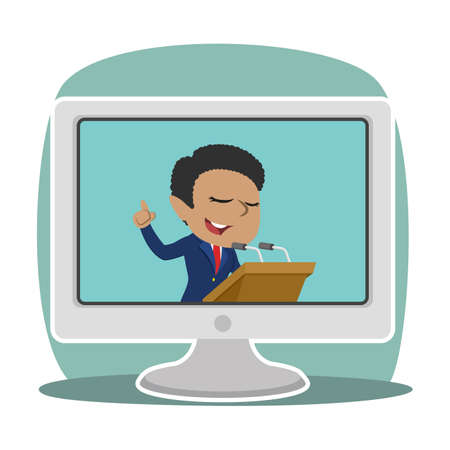 african businesswoman giving speech on tvのイラスト素材