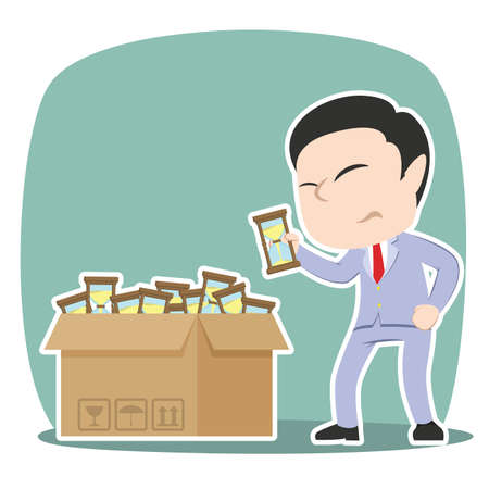 Asian businessman choosing hourglassのイラスト素材