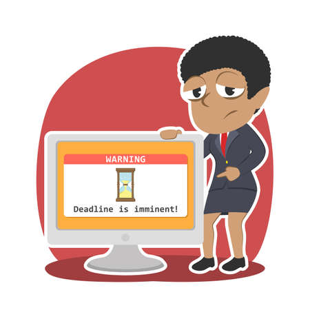 african businesswoman showing deadline reminder from monitorのイラスト素材