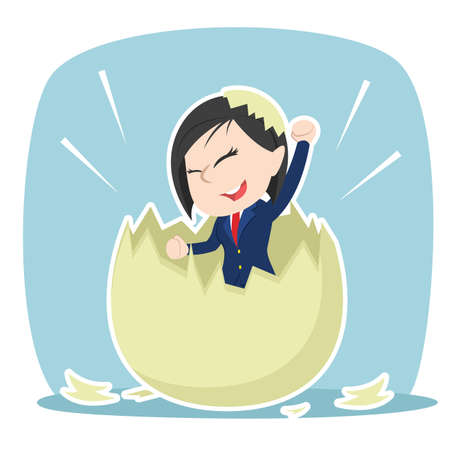 asian businesswoman hatched from eggのイラスト素材