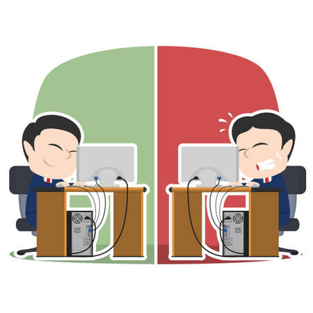 asian businessman working in different situationのイラスト素材