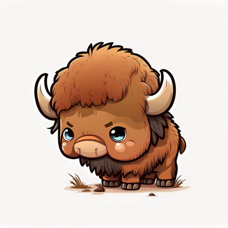 Vector illustration of Cartoon yak. Isolated on a white background.の素材