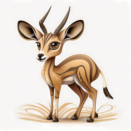 Vector image of a young antelope on a white background. Cartoon style.の素材