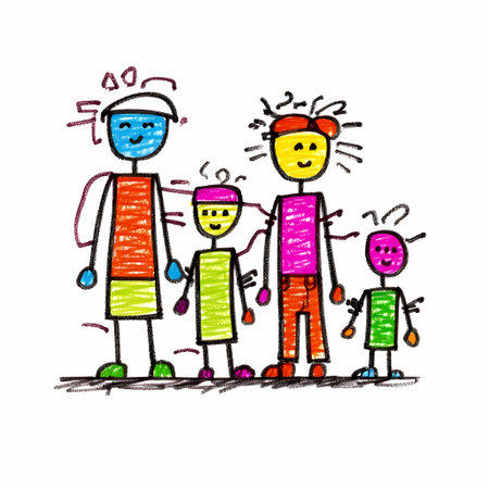 A group of children with a teacher. Hand drawn vector illustration.の素材