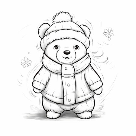 Cute cartoon bear in winter clothes. Vector illustration for your designの素材
