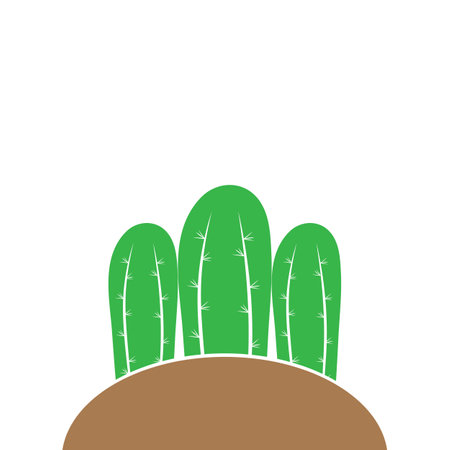 Cactus icon logo template free vectorのイラスト素材