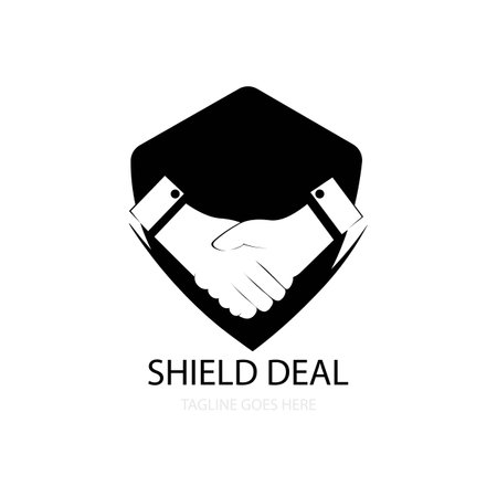 Hand shake, Shield deal icon logo template vectorのイラスト素材