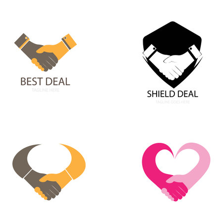 Set of Hand shake, Deal icon logo template vectorのイラスト素材