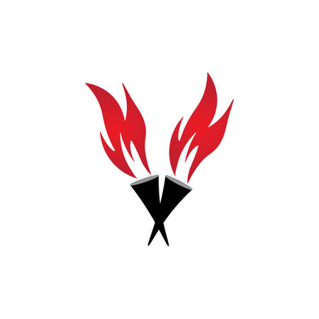 torch and fire icon logo vectorのイラスト素材