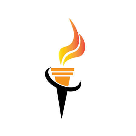torch and fire icon logo vectorのイラスト素材