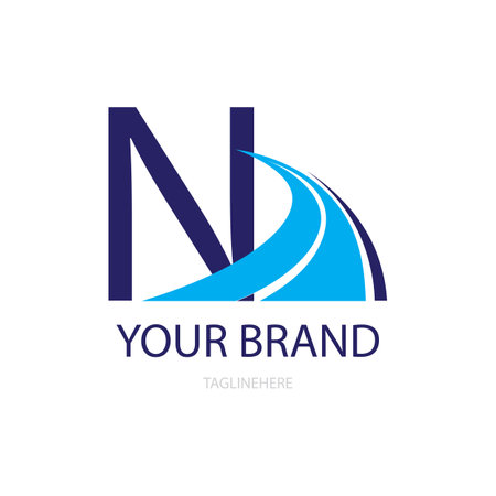 letter n road way icon logo vectorのイラスト素材