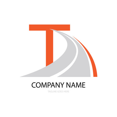 letter t road way icon logo vectorのイラスト素材