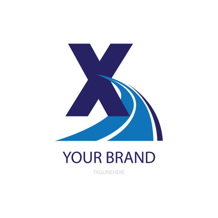 leter x road way icon logo vectorのイラスト素材