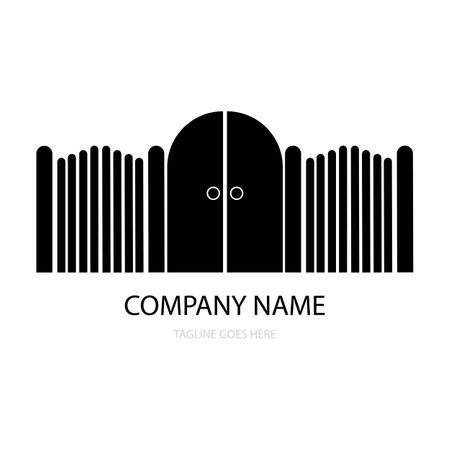 black and white gate logo vectorのイラスト素材
