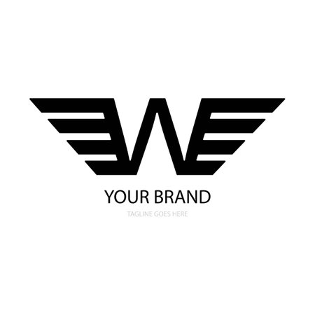 letter w wing illustration logo vectorのイラスト素材