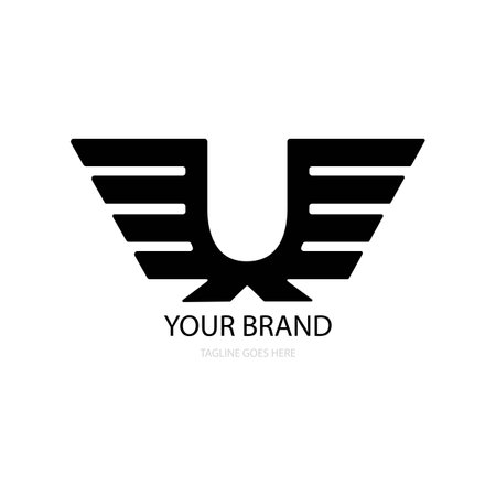 black wing illustration logo vectorのイラスト素材
