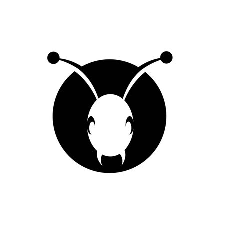 black and white ant logo vectorのイラスト素材