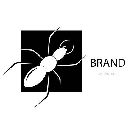 black and white ant logo vectorのイラスト素材