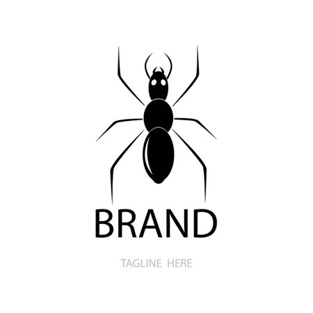 black and white ant logo vectorのイラスト素材