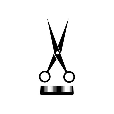 scissors and comb illustration logo vectorのイラスト素材