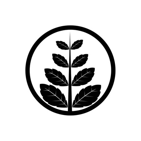 black, mint leaf logo vectorのイラスト素材