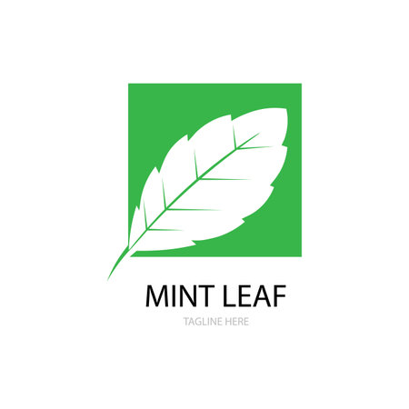 mint leaf illustration logo vectorのイラスト素材