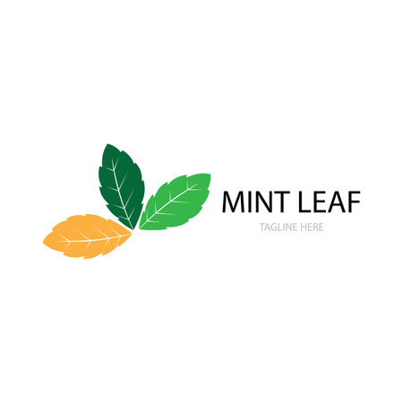 mint leaf illustration logo vectorのイラスト素材