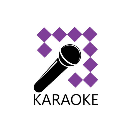 karaoke, microphone illustration logo vector designのイラスト素材