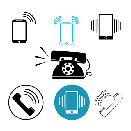 set of ringing phone logo vectorのイラスト素材