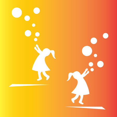 children playing illustration logo vectorのイラスト素材